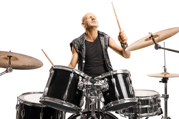 Punk musician playing drums