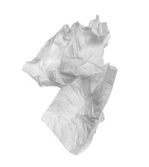 Crumpled toilet paper isolated on white background, clipping path