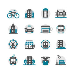 city infrastructure icons vector set