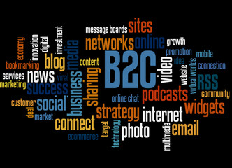 B2C as Business To Consumer word cloud concept 3