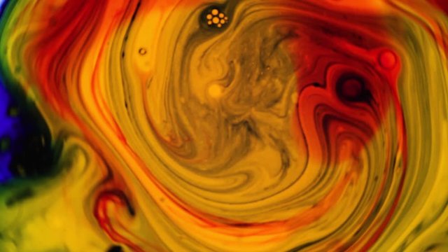 Amazing multicolored liquid spinning dye pattern