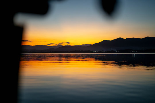 sunset over the river
