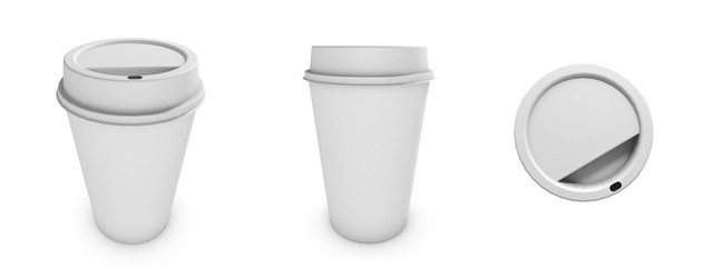 Jednorazowy gładki kubek do kawe na wynos-3d rendering