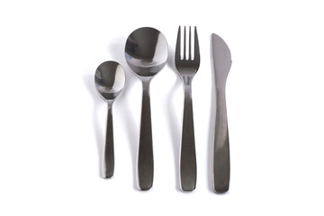 Dessert spoons on a white background