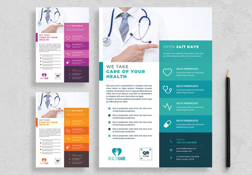 Healthcare Flyer Layout With Colorful Accents