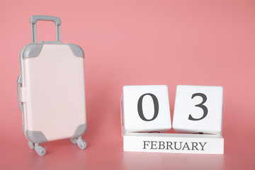 Time for a winter holiday or travel, vacation calendar for February 3