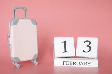 Time for a winter holiday or travel, vacation calendar for February 13