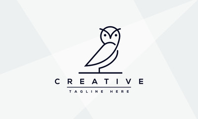 Owl logo design and icon concept in line art modern style.