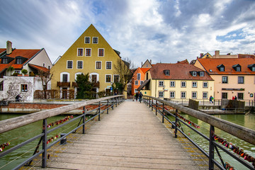 pedestrian bridge over the Isar River in Landshut