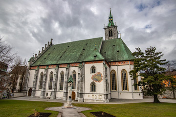 Fototapeta na wymiar Pfarrkirche Assumption of Mary Catholic church in Schwaz