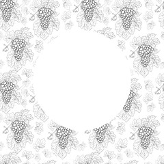 Grapes bunch leaves branch graphic pattern seamless