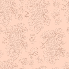 Grapes bunch leaves branch graphic pattern seamless vintage. frame