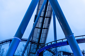 Naklejka premium Details of roller coaster tracks.