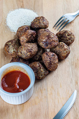 Delicious snack of meatballs with flour