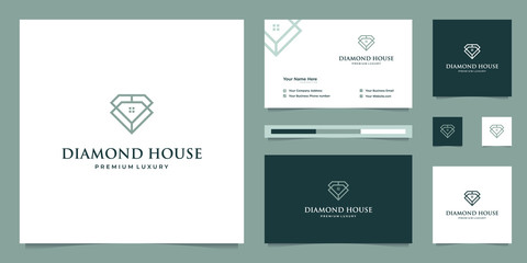 diamonds and house. abstract design concepts for real estate agents, hotels, residences. symbol for building. logo design and business card templates.