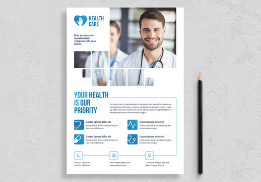 Healthcare Flyer Layout with Blue Accents