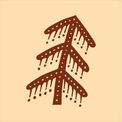 Single element, tree, hand-draw doodle illustration in vector. Design for packaging, weddings, fabrics, textiles, wallpaper, website, postcards.