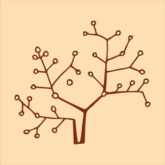 Single element, tree, hand-draw doodle illustration in vector. Design for packaging, weddings, fabrics, textiles, wallpaper, website, postcards.