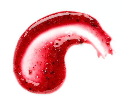 blackcurrant jam on white background