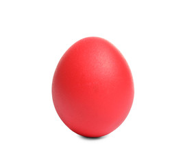 Red egg for Easter celebration isolated on white