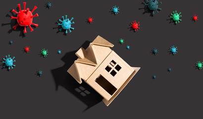 House with epidemic influenza and Coronavirus Covid-19 concept