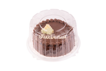 Kiev cake with chocolate cream in packaging