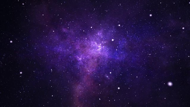 Flying through space passing stars. 4k motion design Loop Animation for Science, astronomy, Nebula, Dust particles Clouds Starfield Space travel concept.