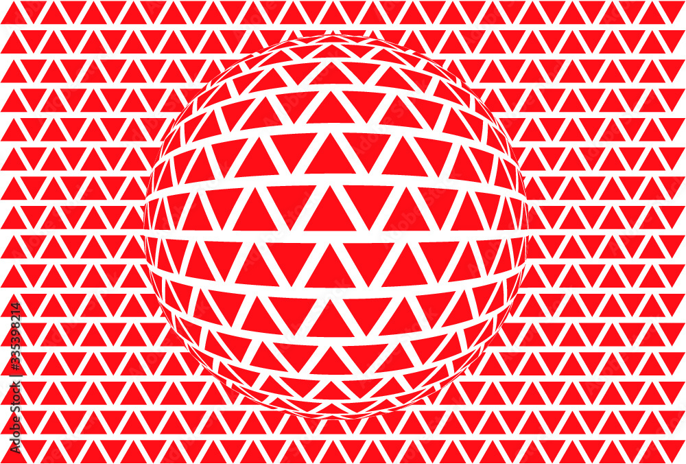 Poster vector illustration of a distorted red surface. 2d pattern with fisheye 3d effect