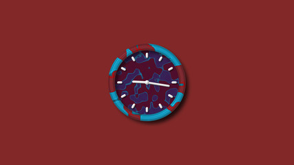 Beautiful 3d wall clock isolated on red dark background,3d clock icon