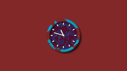 Beautiful 3d wall clock isolated on red dark background,3d clock icon