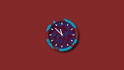 Beautiful 3d wall clock isolated on red dark background,3d clock icon