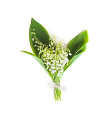 Bouquet of lilies of the valley on white background