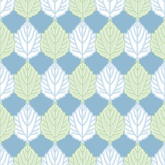 Abele tree leaves vector repeat pattern. Minimalist Silverleaf greenery seamless illustration background.