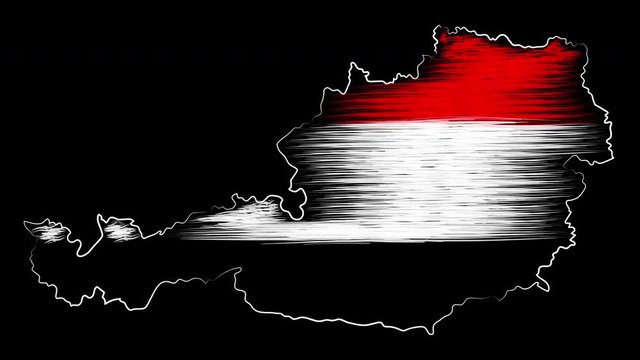 Villach Austria coloring the map and flag. Motion design.