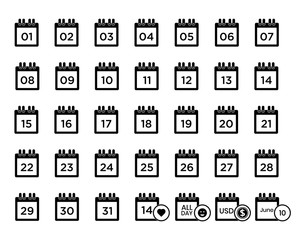 Vector calendar set icon illustration. Simple calendar symbol for graphic and web design