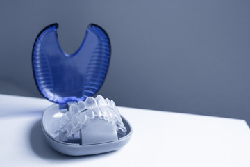 Boxes with plastic invisible orthodontics