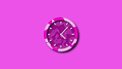 Pink 3d wall clock isolated,army design 3d wall clock,clock icon