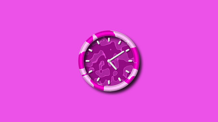 Pink 3d wall clock isolated,army design 3d wall clock,clock icon