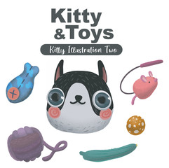 Kitty cat cartoon hand drawing illustration clipart