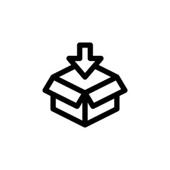 Insert Package to the Box Unboxing Outline Icon Vector Illustration
