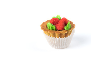 Cakes with cream and berry jam