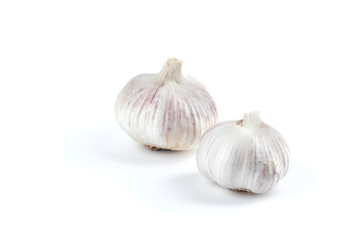 Heads of fresh garlic isolated