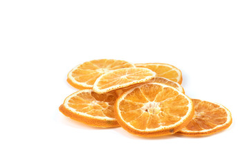 Fototapeta na wymiar Dried slices of orange on a white background