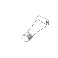 Product of tube isolated on white background. Design for teeth paste, foundation, makeup tools, glue. Element for decorating, print, poster, beauty designs