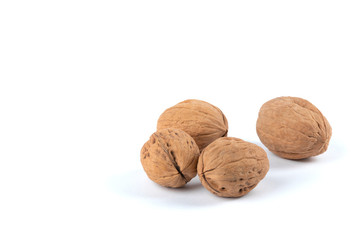 Walnuts on a white background
