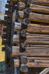 Eckverkämmung eines Heustadels aus Holz