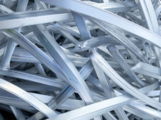Pure Aluminium quadrant wire ready to be recycled, landscape view 