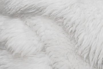 White fluffy wool background , light soft fur texture