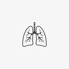 Lungs flat icon. Vector thin pictogram of human internal organ.