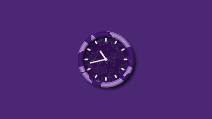 Top wall clock isolated on purple background,3d wall clock,clock icon